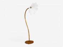 Swedish Modern Organic Floor Lamp Wood Silk Sweden 1930s - 4579093