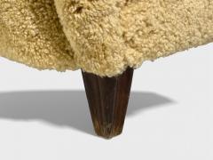 Swedish Modern Organic Lounge Chairs Shearling Wood Sweden 1940s - 4493801