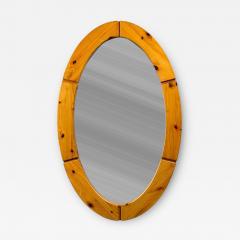 Swedish Modern Oval Wall Mirror Pine Sweden 1970s - 4504088