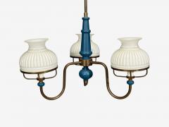 Swedish Modern Pendant Light Blue Lacquered Wood Glass Brass Sweden 1940s - 4774026