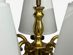 Swedish Modern Pendant Light Brass Fabric Sweden 1950s - 4721549