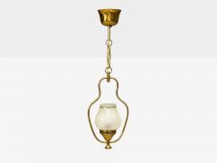 Swedish Modern Pendant Light Brass Frosted Glass Sweden 1940s - 4580071