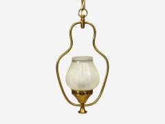 Swedish Modern Pendant Light Brass Frosted Glass Sweden 1940s - 4580073