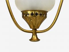 Swedish Modern Pendant Light Brass Frosted Glass Sweden 1940s - 4580074
