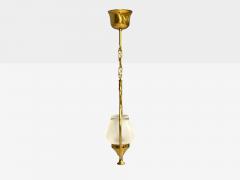 Swedish Modern Pendant Light Brass Frosted Glass Sweden 1940s - 4580076