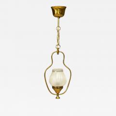 Swedish Modern Pendant Light Brass Frosted Glass Sweden 1940s - 4580167