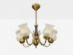 Swedish Modern Pendant Light Brass Glass Sweden 1950s - 4643618