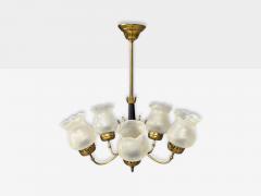 Swedish Modern Pendant Light Brass Glass Sweden 1950s - 4643621