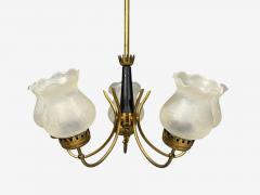 Swedish Modern Pendant Light Brass Glass Sweden 1950s - 4643626