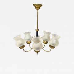 Swedish Modern Pendant Light Brass Glass Sweden 1950s - 4643724