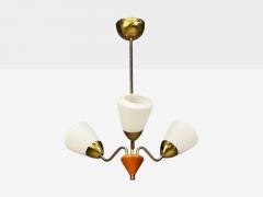 Swedish Modern Pendant Light Brass Glass Teak Sweden 1950s - 4755017