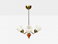 Swedish Modern Pendant Light Brass Glass Teak Sweden 1950s - 4755018