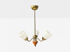 Swedish Modern Pendant Light Brass Glass Teak Sweden 1950s - 4755020