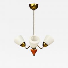 Swedish Modern Pendant Light Brass Glass Teak Sweden 1950s - 4758419