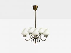 Swedish Modern Pendant Light Brass Opal Glass Sweden 1950s - 4461400