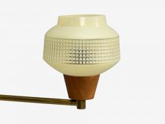 Swedish Modern Pendant Light Brass Teak Textured Glass Sweden 1950s - 4788591