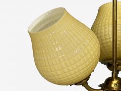 Swedish Modern Pendant Light Brass Textured Glass Sweden 1940s - 4774526