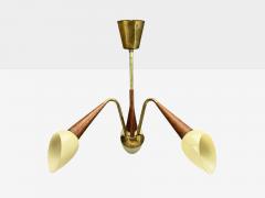 Swedish Modern Pendant Light Brass Wood Glass Sweden 1920s - 4462723