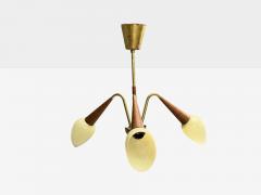 Swedish Modern Pendant Light Brass Wood Glass Sweden 1920s - 4462728