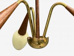 Swedish Modern Pendant Light Brass Wood Glass Sweden 1920s - 4462729