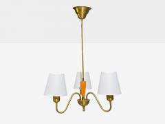 Swedish Modern Pendant Light Brass Wood Sweden 1940s - 4490177