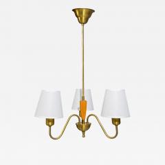 Swedish Modern Pendant Light Brass Wood Sweden 1940s - 4490890