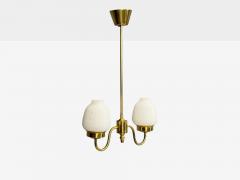 Swedish Modern Pendant Light Etched Opal Glass Brass Sweden 1950s - 4776739