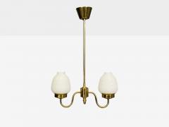 Swedish Modern Pendant Light Etched Opal Glass Brass Sweden 1950s - 4776740