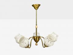 Swedish Modern Pendant Light Opaline Glass Brass Plastic Sweden 1930s - 4556927