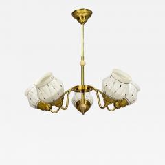 Swedish Modern Pendant Light Opaline Glass Brass Plastic Sweden 1930s - 4556953