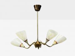 Swedish Modern Pendant Light Opaline Glass Brass Sweden 1940s - 4559253