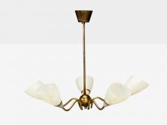 Swedish Modern Pendant Light Opaline Glass Brass Sweden 1940s - 4559255