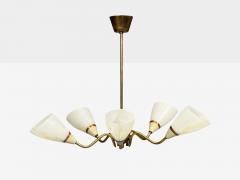 Swedish Modern Pendant Light Opaline Glass Brass Sweden 1940s - 4559256