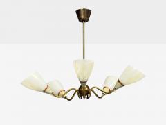 Swedish Modern Pendant Light Opaline Glass Brass Sweden 1940s - 4559257
