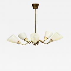 Swedish Modern Pendant Light Opaline Glass Brass Sweden 1940s - 4559332