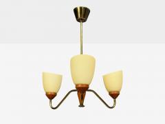 Swedish Modern Pendant Light Teak Brass Glass Sweden 1950s - 4556894