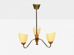 Swedish Modern Pendant Light Teak Brass Glass Sweden 1950s - 4556895