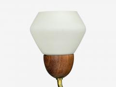Swedish Modern Pendant Light Teak Opal Glass Brass Sweden 1960s - 4754460