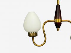 Swedish Modern Pendant Light Wood Brass Glass 1960s - 4788633