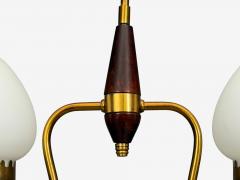 Swedish Modern Pendant Light Wood Brass Glass 1960s - 4788634