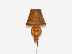 Swedish Modern Pine Brown Parchment Wall Sconces Sweden 1970s - 4255439