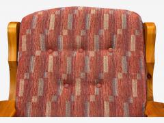 Swedish Modern Pine Red Fabric Brutalist Lounge Chairs Sweden 1950s - 4357732