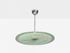 Swedish Modern Raw Glass Metal Pendant Light Sweden 1940s - 4214409