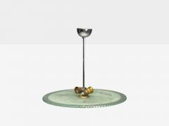 Swedish Modern Raw Glass Metal Pendant Light Sweden 1940s - 4214411
