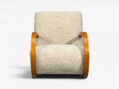 Swedish Modern Rocking Chair Elmwood Beige Shearling Sweden 1940s - 4777596