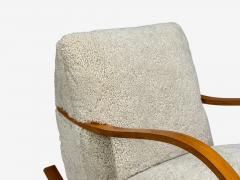 Swedish Modern Rocking Chair Elmwood Beige Shearling Sweden 1940s - 4777597