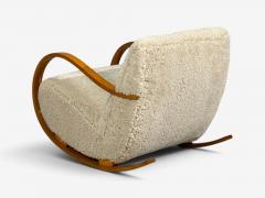 Swedish Modern Rocking Chair Elmwood Beige Shearling Sweden 1940s - 4777600