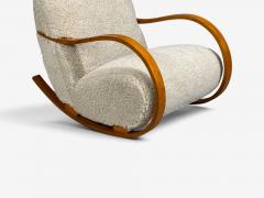 Swedish Modern Rocking Chair Elmwood Beige Shearling Sweden 1940s - 4777601
