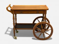 Swedish Modern Rolling Bar Cart Wood Brass Sweden 1970s - 4453144