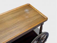 Swedish Modern Rolling Bar Cart Wood Brass Sweden 1970s - 4453149